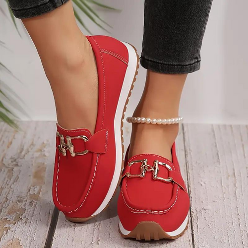 WW | Metallische Schnalle Slip On Wanderschuhe Damenschuhe