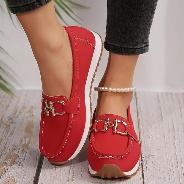 WW | Metallische Schnalle Slip On Wanderschuhe Damenschuhe