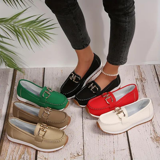 WW | Metallische Schnalle Slip On Wanderschuhe Damenschuhe