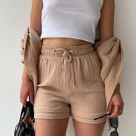Schick und kuschelig Langarm-Shirt-Short-Set
