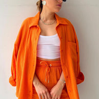 Schick und kuschelig Langarm-Shirt-Short-Set