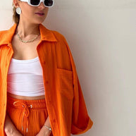 Schick und kuschelig Langarm-Shirt-Short-Set