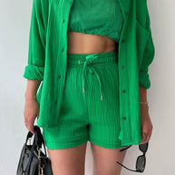 Schick und kuschelig Langarm-Shirt-Short-Set