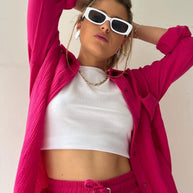 Schick und kuschelig Langarm-Shirt-Short-Set