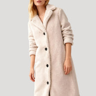 Damen Plüsch-Trenchcoat | Mantel in Plüsch-Optik, Lang, Oversized Fit | 100% Polyester