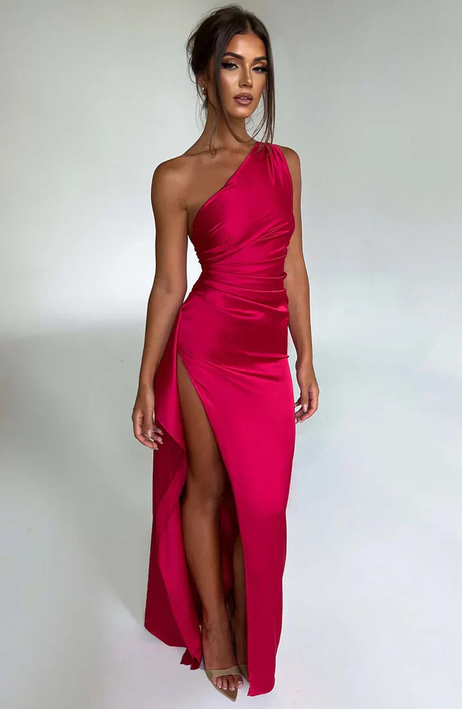 WW | Kleid Aus Satin Mit Einem Schulterschlitz