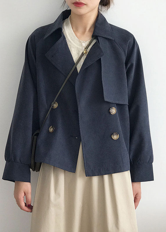 WW | Khaki Peter Pan-Kragen Patchwork Knopf Trenchcoats Frühling