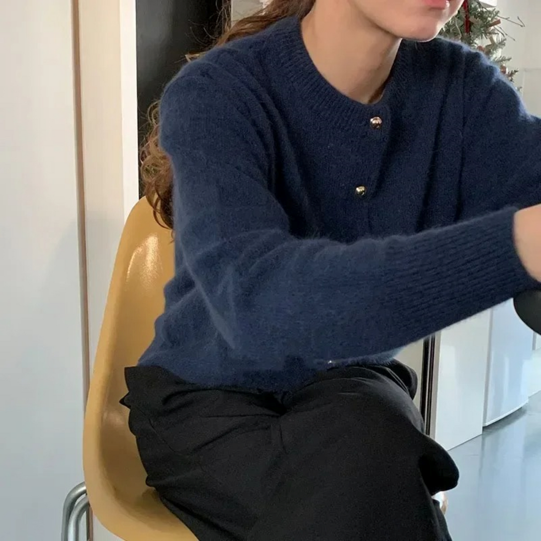 W&W Mode | Gestrickte Jacke Mit Rundhalsausschnitt