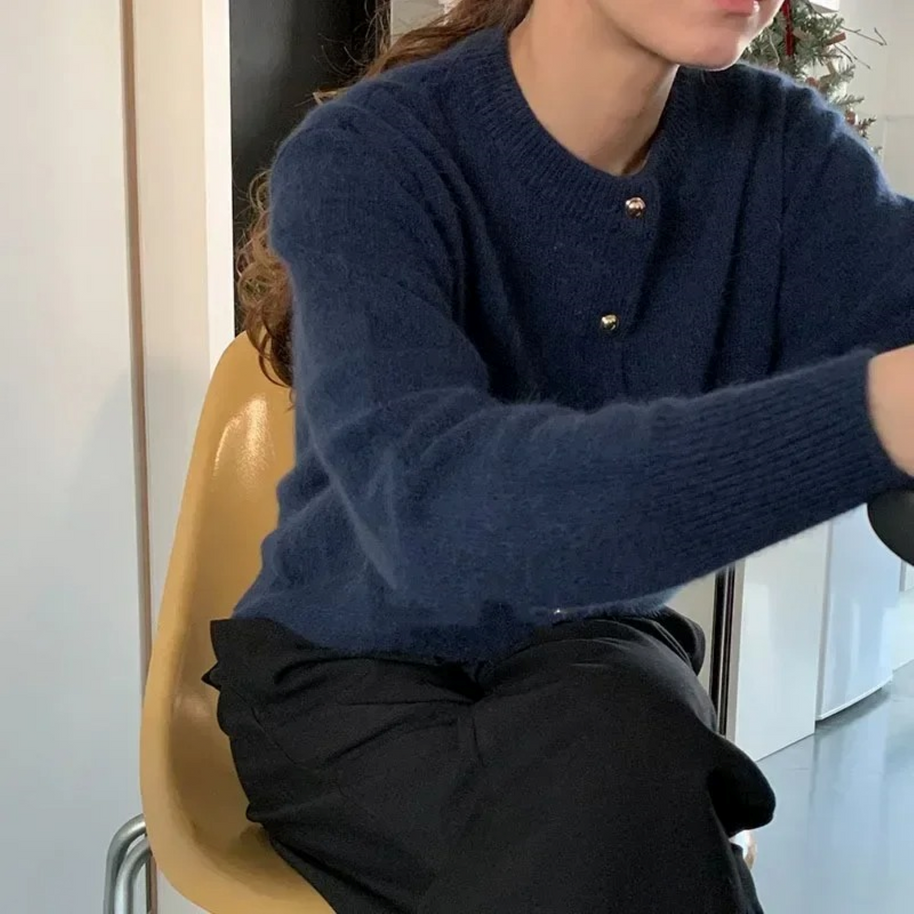 WW | Gestrickte Jacke Mit Rundhalsausschnitt