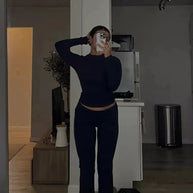 WW | Set Bequeme, dehnbare Schlaghosen für Frauen Loungewear