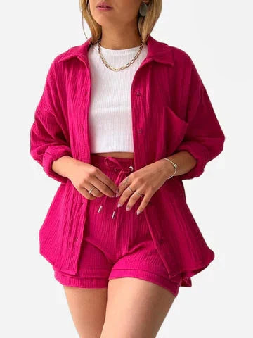 W&W Mode | Set Knopfleiste Sommer Zweiteiliges Set Damenbekleidung