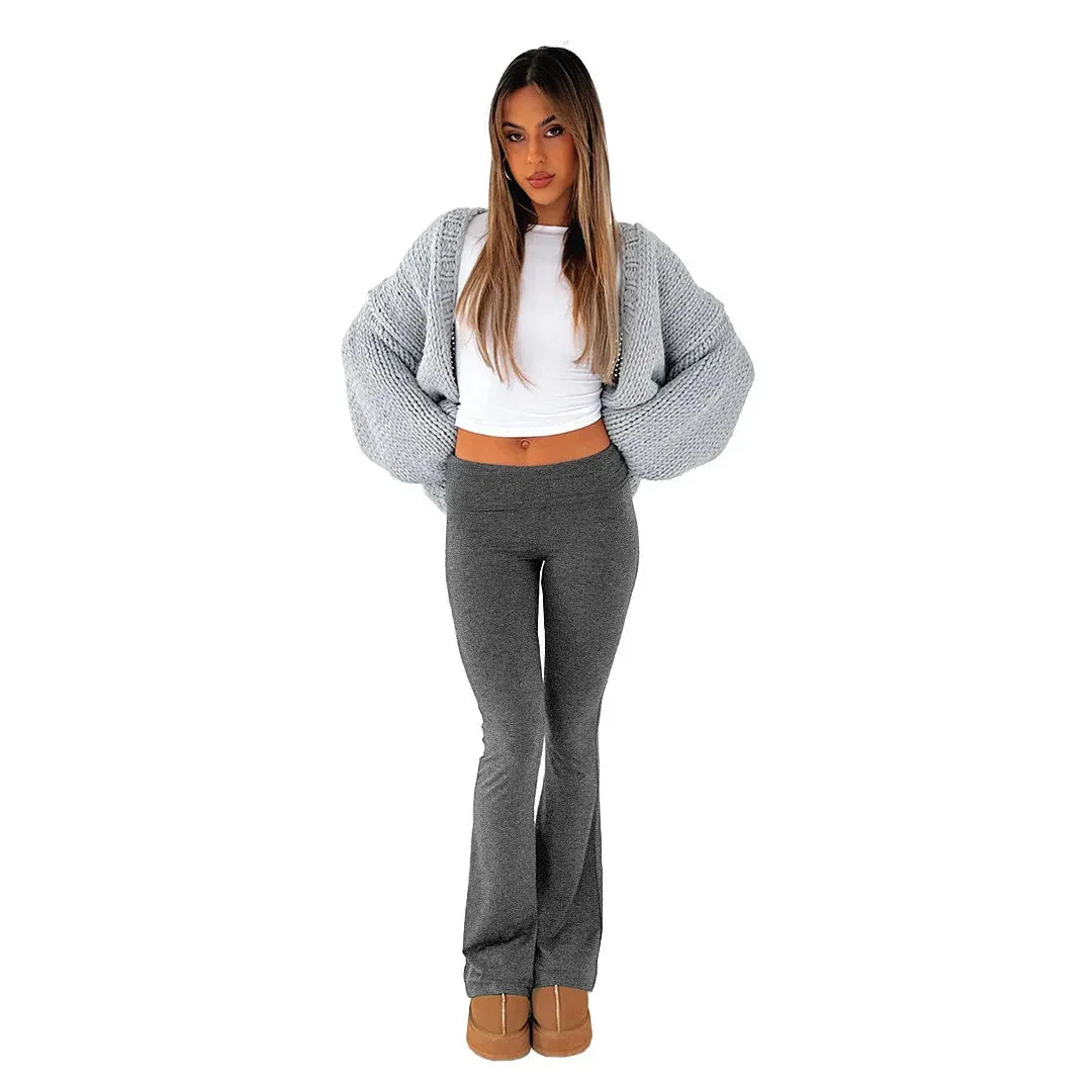 W&W Mode | Set Zweiteiler aus Baumwolle für Damen mit weitem Bein und langen Ärmeln