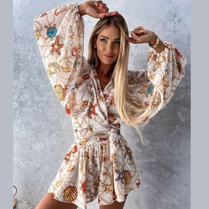 W&W Mode | Ranta Leicht Stilvoll Bequem Langarm Overall mit Sommerdruck