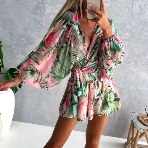 WW | Ranta Leicht Stilvoll Bequem Langarm Overall mit Sommerdruck