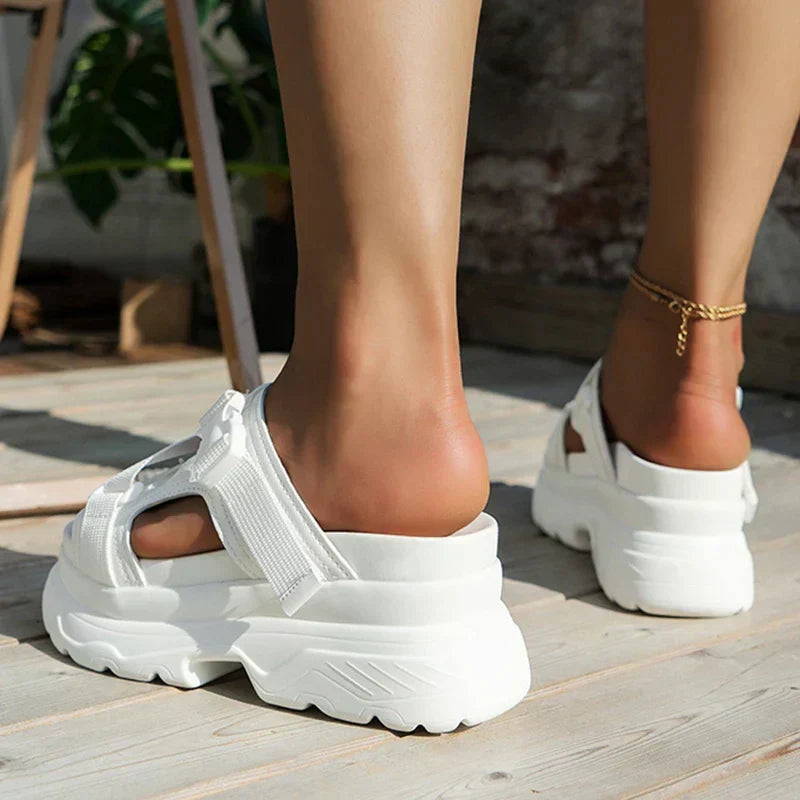 Damen-Sandalen mit dicker Sohle und Keilabsatz