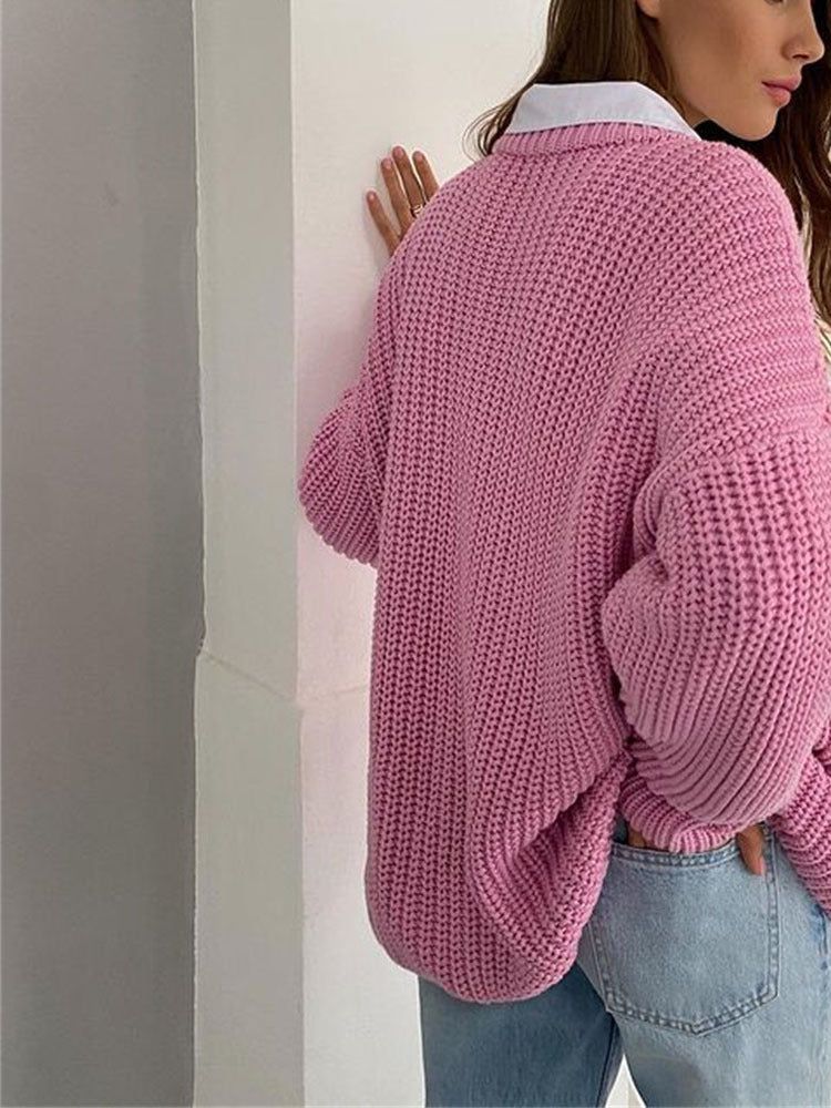 WW | Oversize Grobgestrickter Pullover für Damen