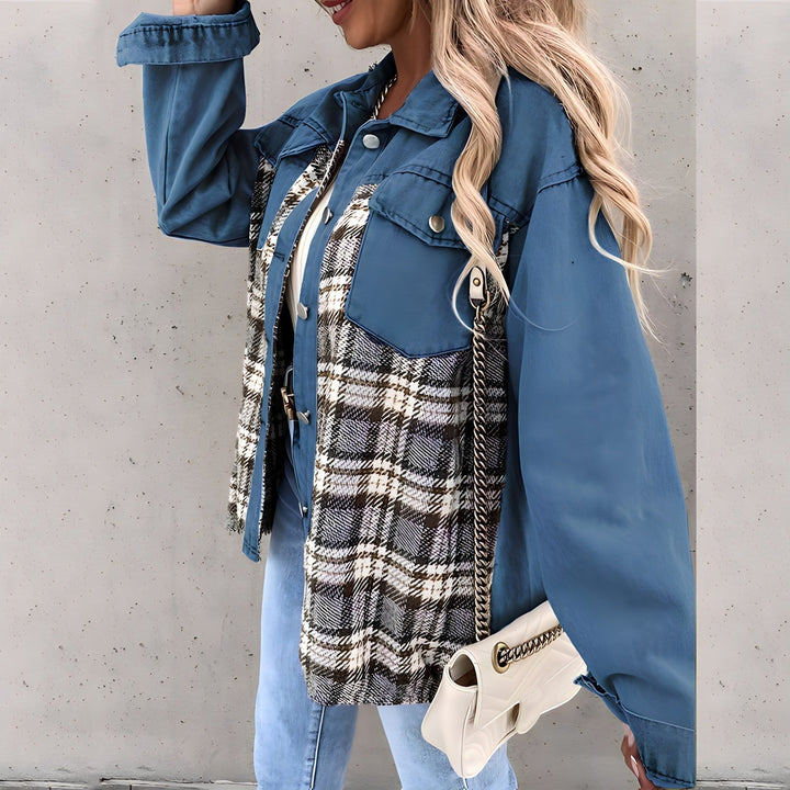 Langärmelige karierte Jacke