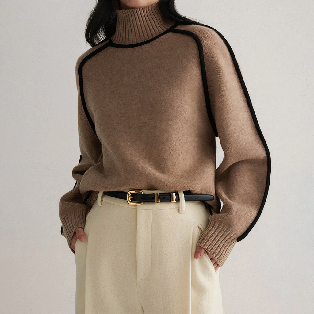WW - Gestrickter Pullover Mit Colorblock