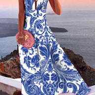 WW | Sommerliches Ärmelloses Kleid Mit Aufdruck Für Damen