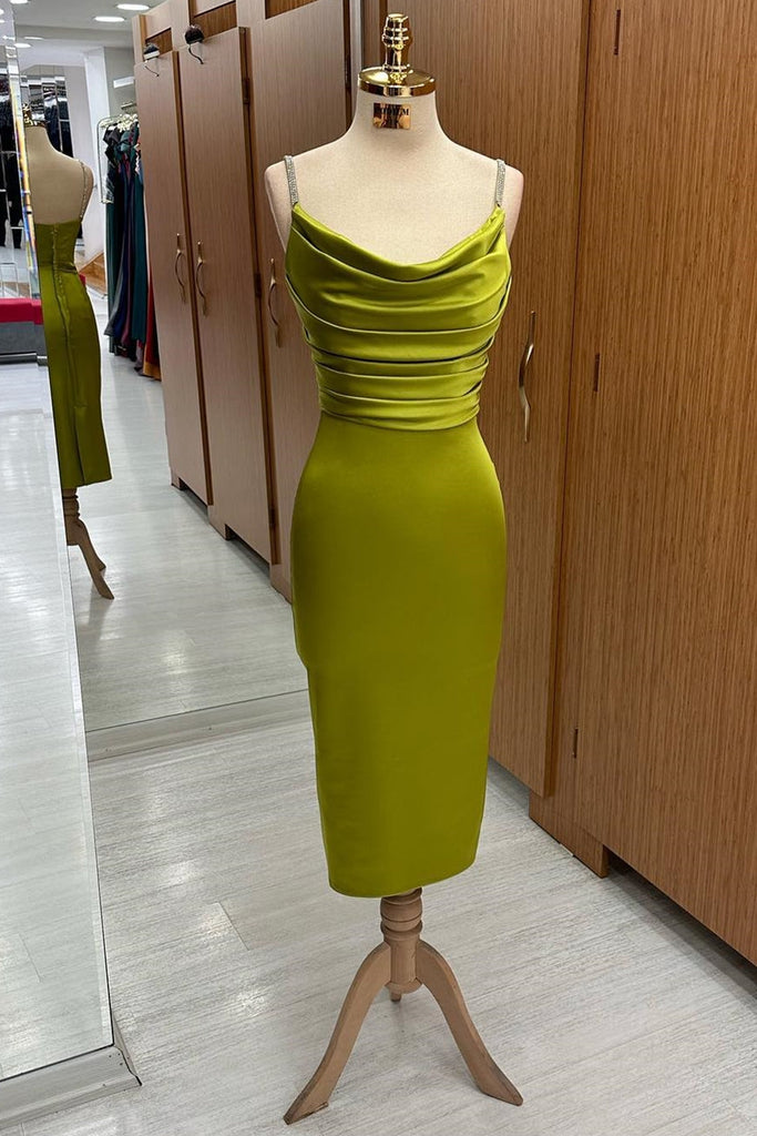 WW | Grünes Cowl Neck Midi Kleid