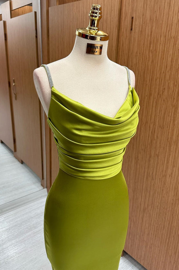 WW | Grünes Cowl Neck Midi Kleid