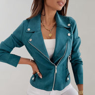 WW | Wildleder Bikerjacke mit Reißverschluss für Damen