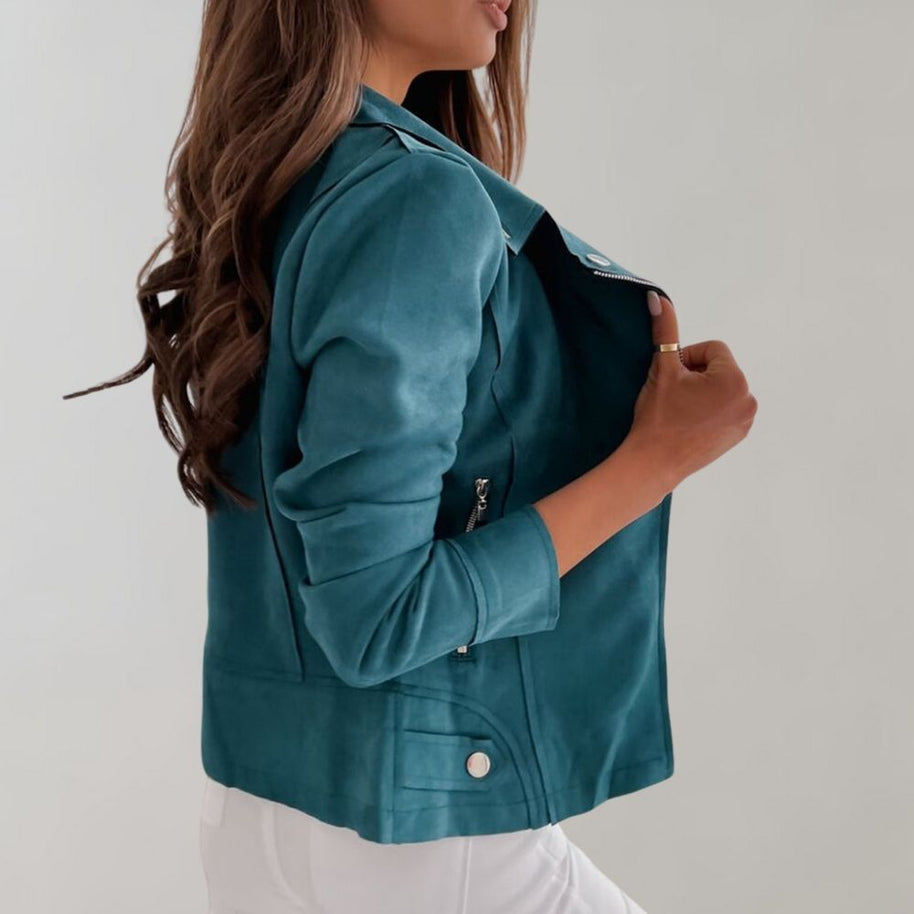 WW | Wildleder Bikerjacke mit Reißverschluss für Damen