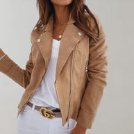 WW | Wildleder Bikerjacke mit Reißverschluss für Damen