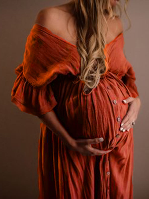 WW | Schwangerschafts-Chaps Für Fotoshootings, Babyparty-Kleider Mit Knöpfen, Kordelzug, Rückenfrei
