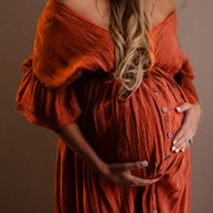 WW | Schwangerschafts-Chaps Für Fotoshootings, Babyparty-Kleider Mit Knöpfen, Kordelzug, Rückenfrei