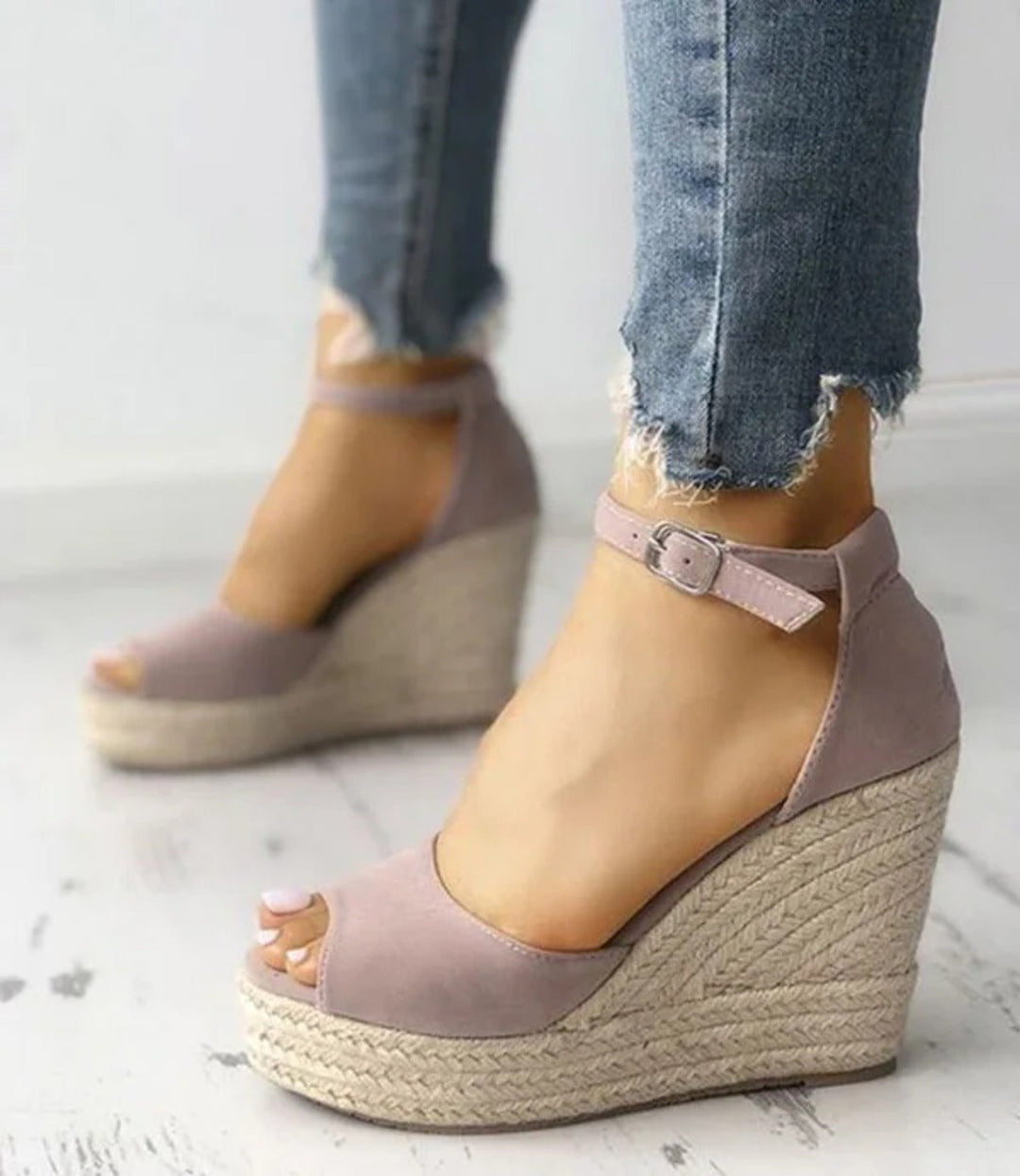 W&W Mode | Knöchelriemen Hoher Absatz Seil Stoff Espadrilles