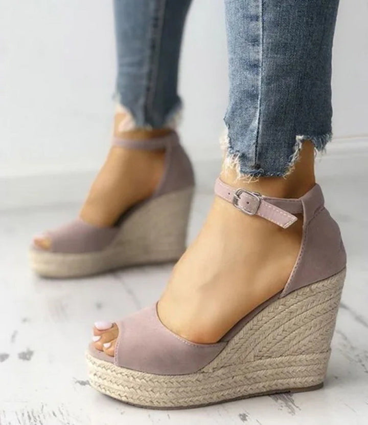 W&W Mode | Knöchelriemen Hoher Absatz Seil Stoff Espadrilles