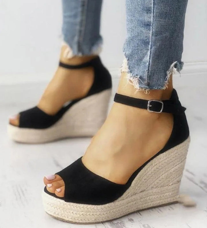 W&W Mode | Knöchelriemen Hoher Absatz Seil Stoff Espadrilles