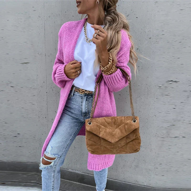 W&W Mode | Lange Luftige Strickjacke für Damen | Lässig und Komfortabel