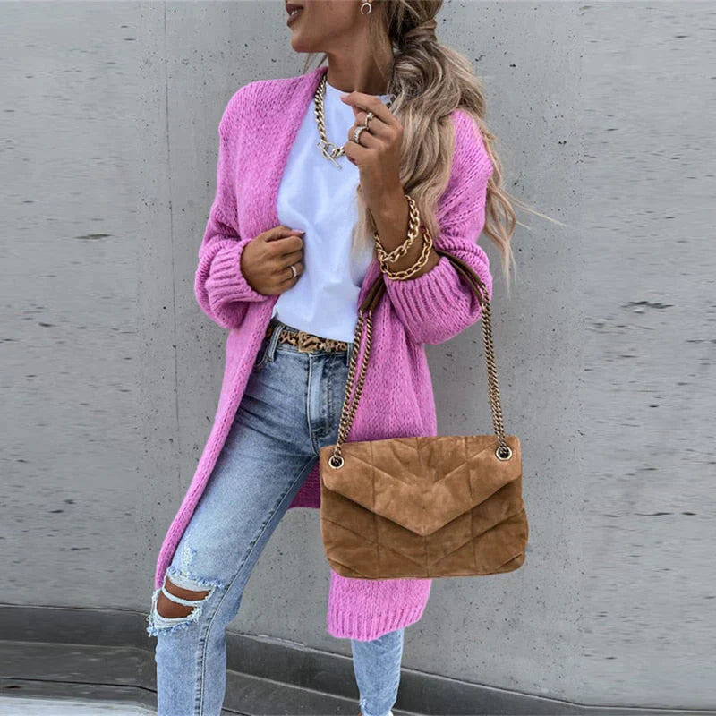 WW | Lange Luftige Strickjacke für Damen | Lässig und Komfortabel
