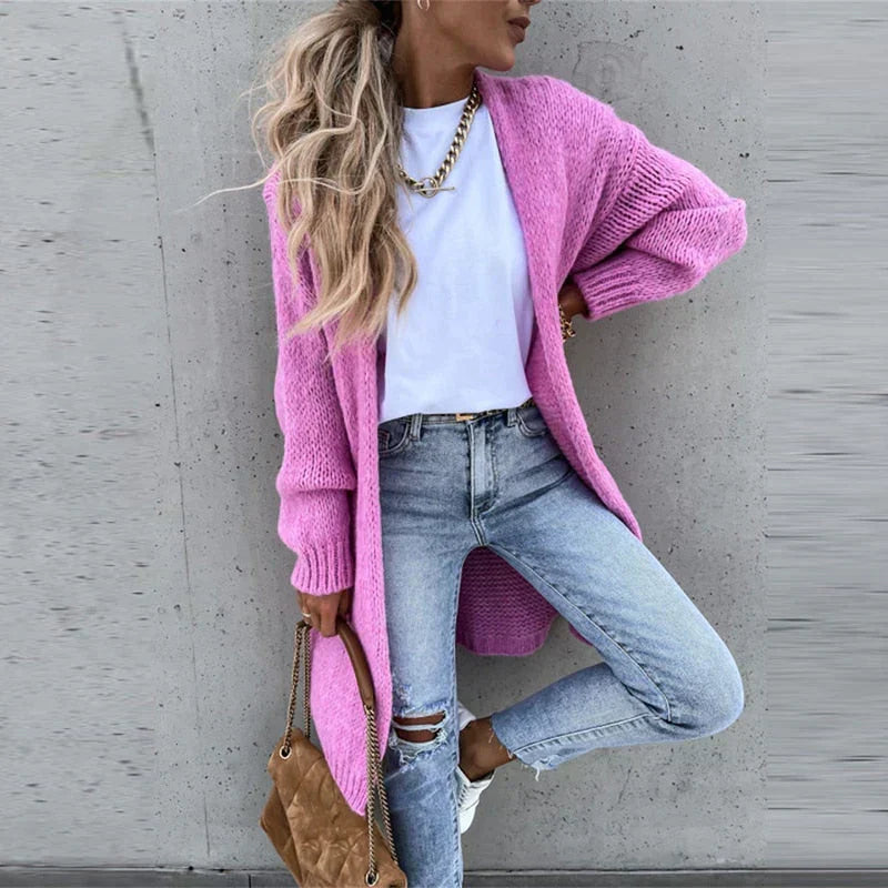 W&W Mode | Lange Luftige Strickjacke für Damen | Lässig und Komfortabel