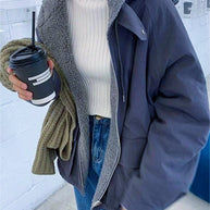 WW | Einfarbige Wendbare Jacke Mit Kapuze Und Reißverschluss