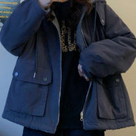 WW | Einfarbige Wendbare Jacke Mit Kapuze Und Reißverschluss