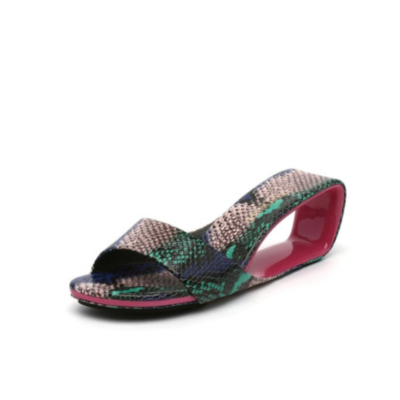 WW | Dicke Absatzschuhe Wedges Peep Toe Ausschnitte Echtes Leder