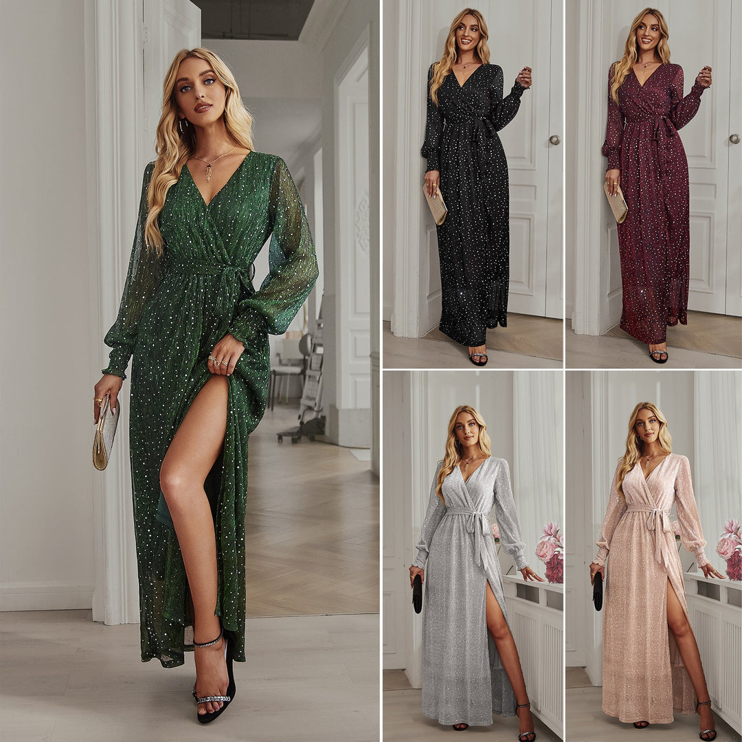 Damen Wickelkleid mit schwingendem Saum und seitlichem Schlitz W&W Mode