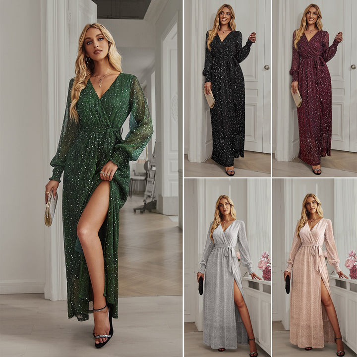 Damen Wickelkleid mit schwingendem Saum und seitlichem Schlitz W&W Mode