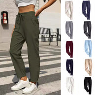Damen bequeme Leinenhose mit Kordelzug WW