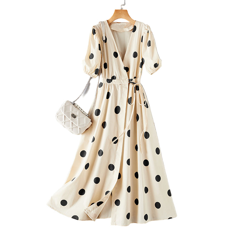 Damen Midi-Kleid mit femininem V-Ausschnitt und gerafften Puffärmeln W&W Mode
