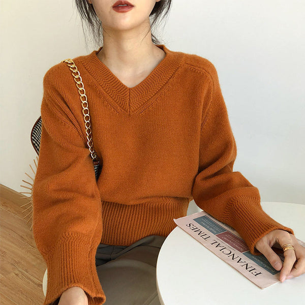 WW | Minimalismus V-ausschnitt Pullover Pullover