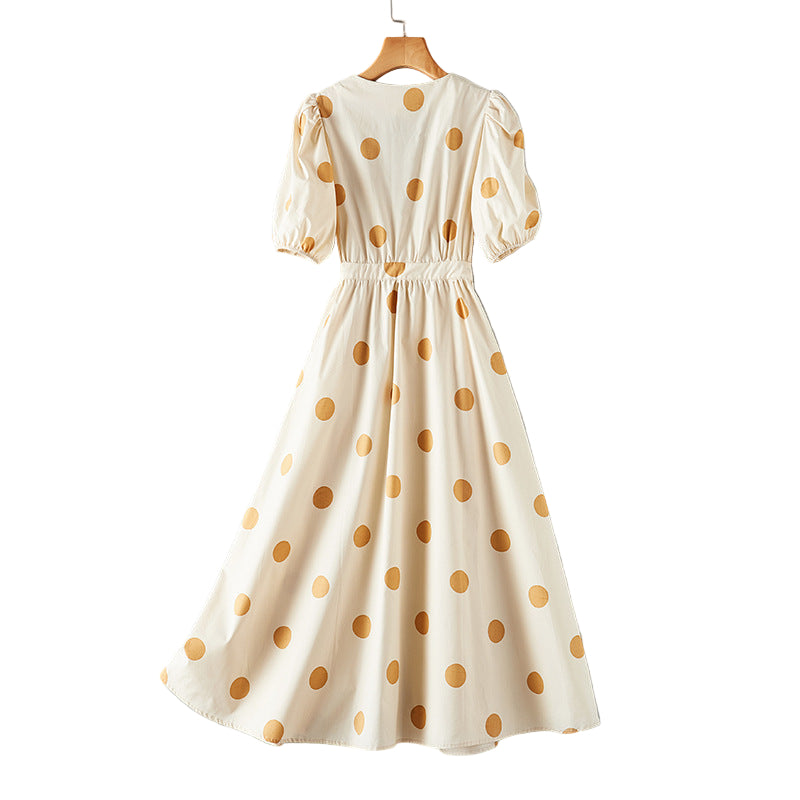 Damen Midi-Kleid mit femininem V-Ausschnitt und gerafften Puffärmeln W&W Mode