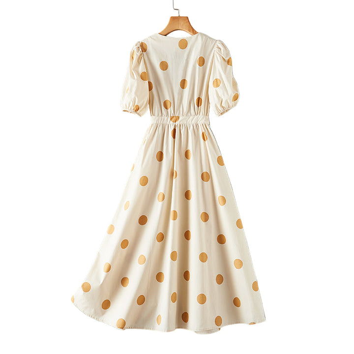 Damen Midi-Kleid mit femininem V-Ausschnitt und gerafften Puffärmeln W&W Mode