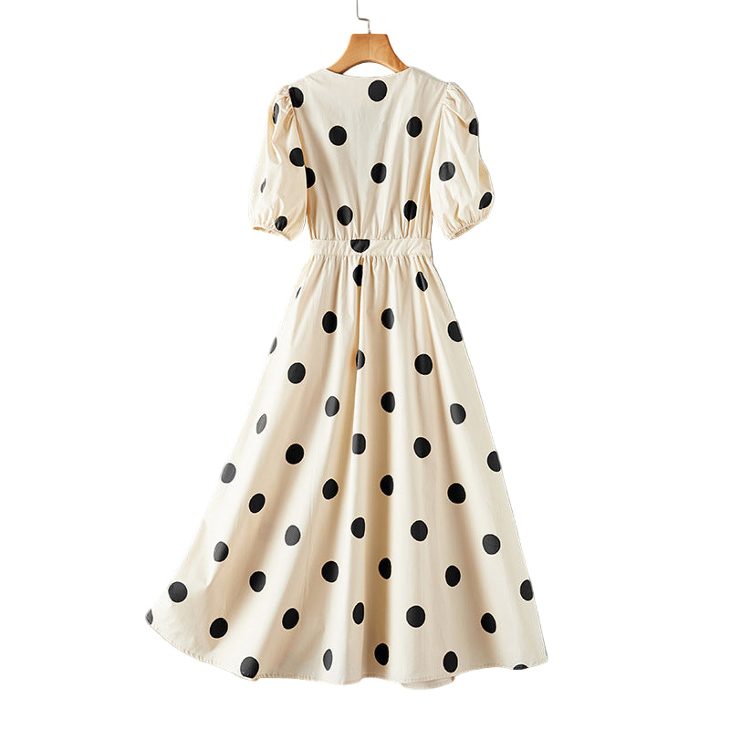 Damen Midi-Kleid mit femininem V-Ausschnitt und gerafften Puffärmeln W&W