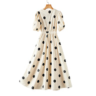 Damen Midi-Kleid mit femininem V-Ausschnitt und gerafften Puffärmeln W&W