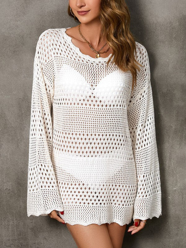 WW | Rosiedress Rückenausschnitt Hohles Strick Cover-Up Kleid