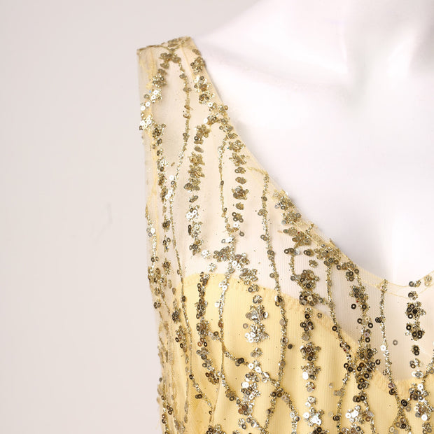 Damen Abendkleid mit funkelnden Strassapplikationen und tiefem V-Ausschnitt WW